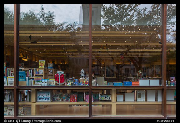 Museum store window reflections. Houston, Texas, USA (color)