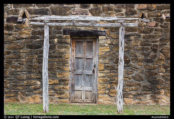 Door in wall, Indian quarters, Mission San Jose. San Antonio, Texas, USA
