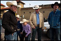 Family wearing cowboy hats, Stockyards. Fort Worth, Texas, USA ( color)