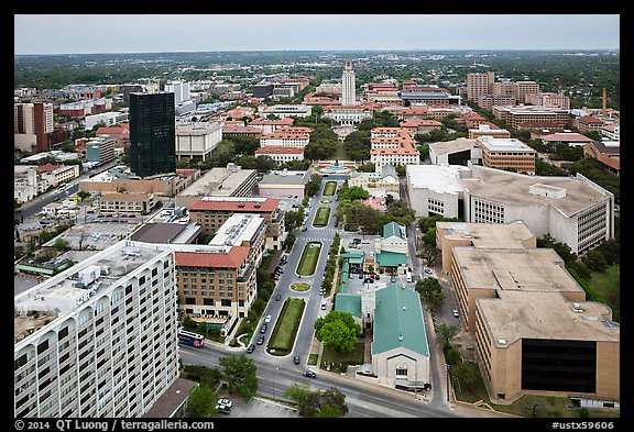Aerial view of University of Texas. Austin, Texas, USA (color)