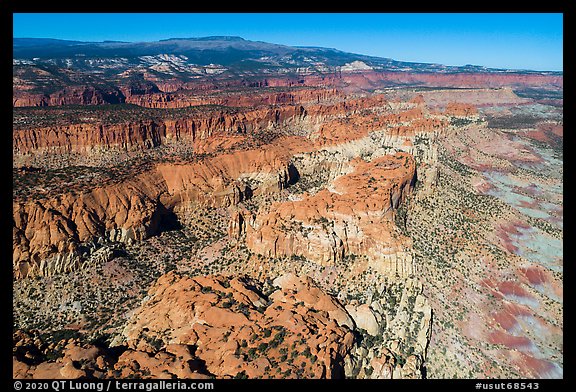 Aerial view of multicolored cliffs. Grand Staircase Escalante National Monument, Utah, USA