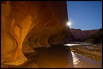 Windows of the Paria River and moon. Grand Staircase Escalante National Monument, Utah, USA ( color)