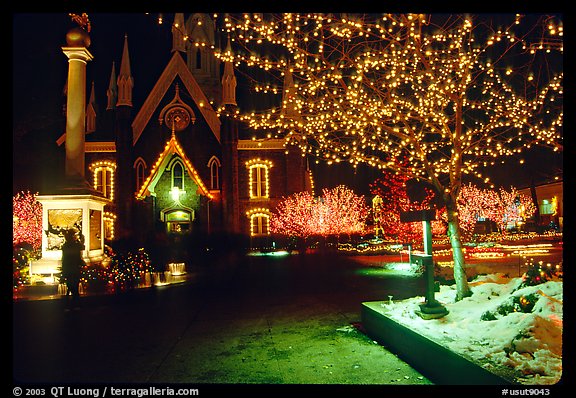 Temple Square with Christmas lights,Salt Lake City. Utah, USA