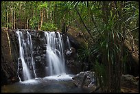 Waterfall flowing in tropical forest. Phu Quoc Island, Vietnam
