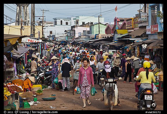 Crowds in public market, Duong Dong. Phu Quoc Island, Vietnam (color)