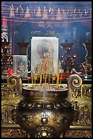 Urn and incense, Ha Chuong Hoi Quan Pagoda. Cholon, District 5, Ho Chi Minh City, Vietnam ( color)