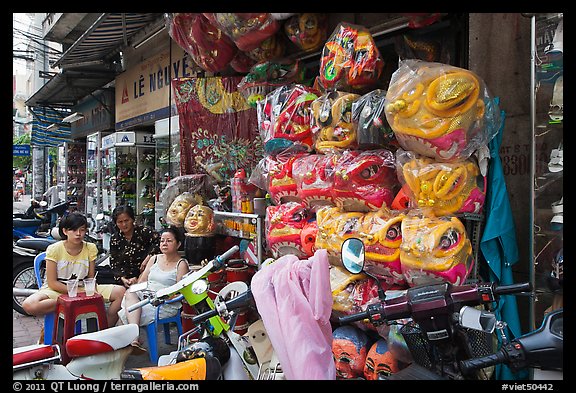 Shop selling dragon heads used for traditional dancing. Cholon, Ho Chi Minh City, Vietnam