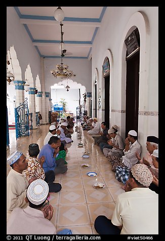 Men sitting in gallery, Cholon Mosque. Cholon, District 5, Ho Chi Minh City, Vietnam (color)