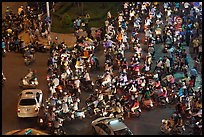 Traffic from above, intersection of Nguyen Hue and Le Loi. Ho Chi Minh City, Vietnam (color)