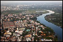 Aerial view of river and urban areas. Ho Chi Minh City, Vietnam (color)