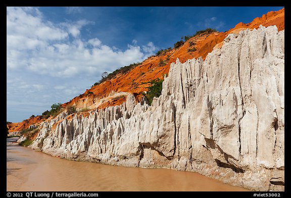Eroded sandstone cliffs and Fairy Stream. Mui Ne, Vietnam (color)
