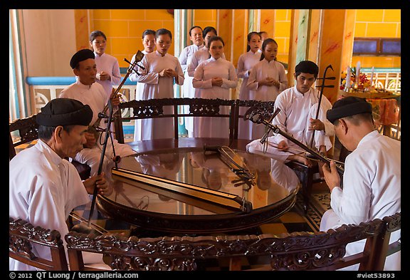 Musicians on mezzanine, Great Temple of Cao Dai. Tay Ninh, Vietnam