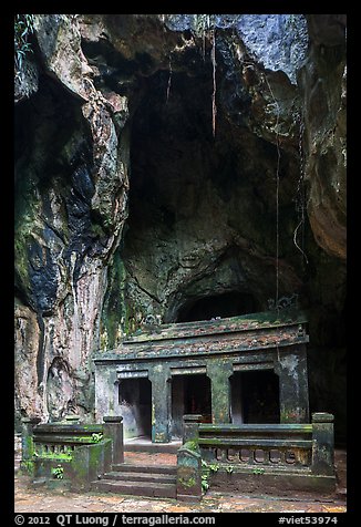 Shrine in Buddhist grotto, Thuy Son. Da Nang, Vietnam (color)