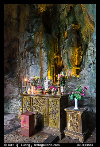 Bhuddist altar at the entrance of Huyen Khong cave. Da Nang, Vietnam (color)