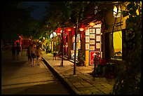 Street lined with art galleries by night. Hoi An, Vietnam ( color)