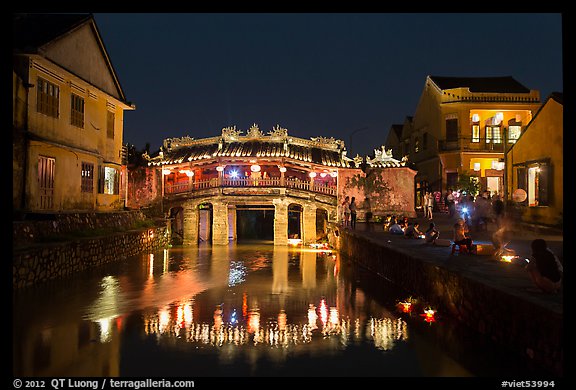 Japanese Bridge on lantern festival night. Hoi An, Vietnam (color)