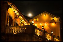House with lanterns and moon. Hoi An, Vietnam (color)