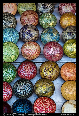 Close up of decorated bowls. Hoi An, Vietnam (color)