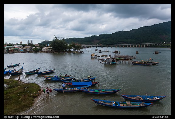 Fishing village, stormy evening. Vietnam