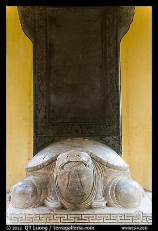 Stone turtle with a stele on its back, Thien Mu pagoda. Hue, Vietnam