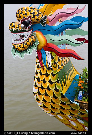 Prow of dragon boat. Hue, Vietnam