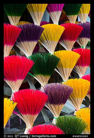Multicolored incense sticks. Hue, Vietnam