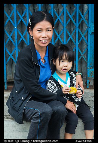 Girl and mother, Thanh Toan. Hue, Vietnam