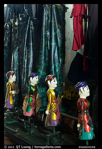 Puppets and waterproof bibs, Thang Long Theatre. Hanoi, Vietnam (color)