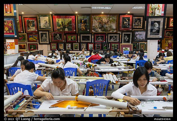 Workers in embroidery factory. Vietnam