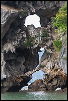 Openings through rocks. Halong Bay, Vietnam ( color)