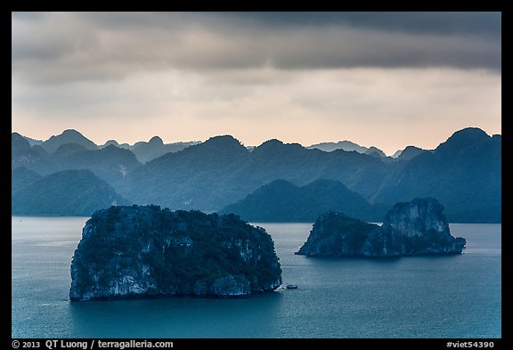 Panoramic view of islets. Halong Bay, Vietnam (color)
