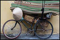 Bicycle loaded with mats, old quarter. Hanoi, Vietnam (color)