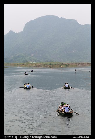 Rowboats on Sao Khe River, Trang An. Ninh Binh,  Vietnam