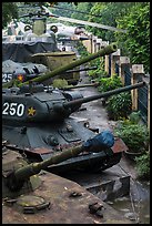 Tanks, helicopters, and warplanes, military museum. Hanoi, Vietnam (color)