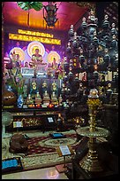 Chandelier and altar, Phung Son Pagoda, district 11. Ho Chi Minh City, Vietnam (color)