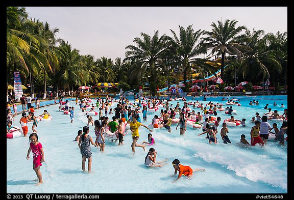 Pool with artificial waves, Dam Sen Water Park, district 11. Ho Chi Minh City, Vietnam (color)