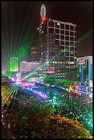 Laser show, central Saigon, New Year eve. Ho Chi Minh City, Vietnam (color)
