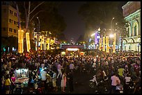 Le Loi boulevard crowds on New Year eve. Ho Chi Minh City, Vietnam (color)