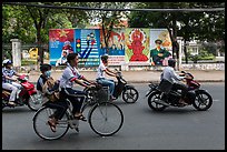 Bicycle and motorbikes. Ho Chi Minh City, Vietnam (color)