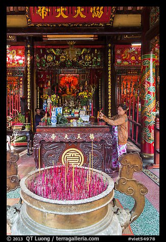 Quan Cong altar in Ong Chinese Pagoda. Tra Vinh, Vietnam (color)