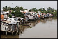 Riverside houses on stilts. Mekong Delta, Vietnam (color)