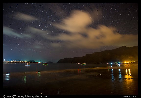 An Hai Beach and pier at night, Con Son. Con Dao Islands, Vietnam (color)