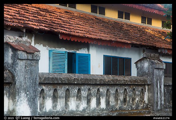 Facade of colonial-area building, Con Son. Con Dao Islands, Vietnam (color)
