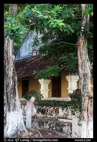 Tropical trees and historic house, Con Son. Con Dao Islands, Vietnam (color)