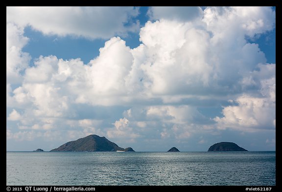 Tropical clouds above Bay Canh Island and other islets. Con Dao Islands, Vietnam (color)