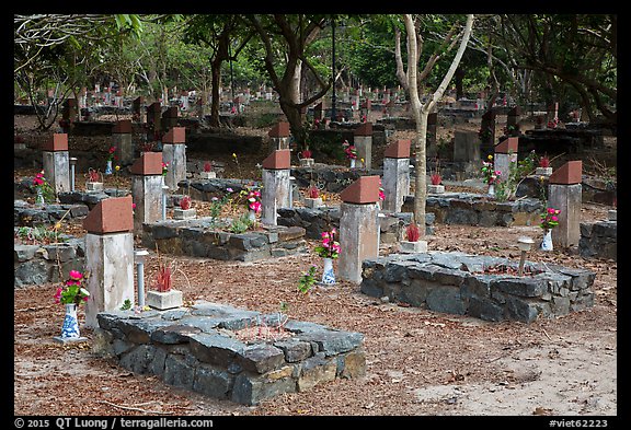 Unmarked graves, Hang Duong Cemetery. Con Dao Islands, Vietnam (color)