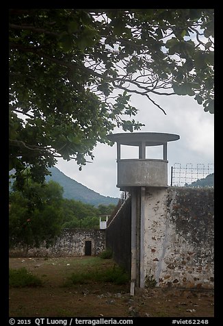 Prison wall and tower, Con Son. Con Dao Islands, Vietnam (color)