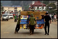 Bicyle loaded with an incredible amounts of goods from China at Dong Dang. Lang Son, Northest Vietnam ( color)