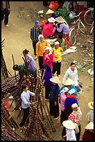 Cane sugar stand seen from above, Cho Ra Market. Northeast Vietnam ( color)