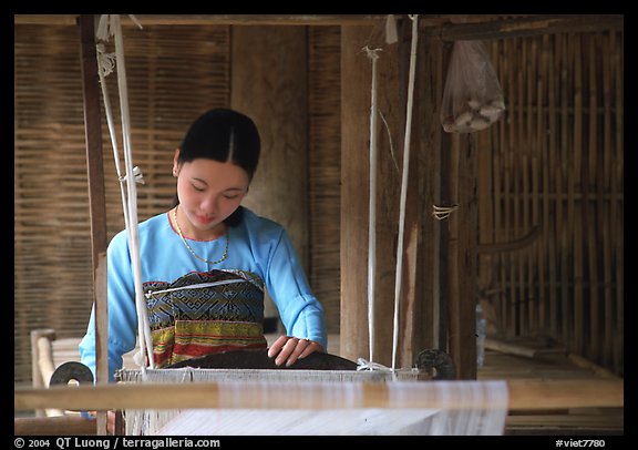 Thai woman weaving, Ban Lac. Northwest Vietnam (color)